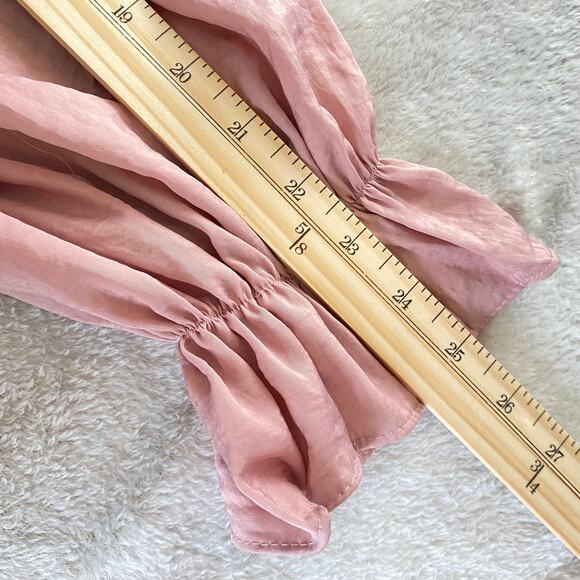 She + Sky Babydoll Smocked Blouse Top Women S Pink Poet Sleeve Romantic Coquette - Picture 7 of 8